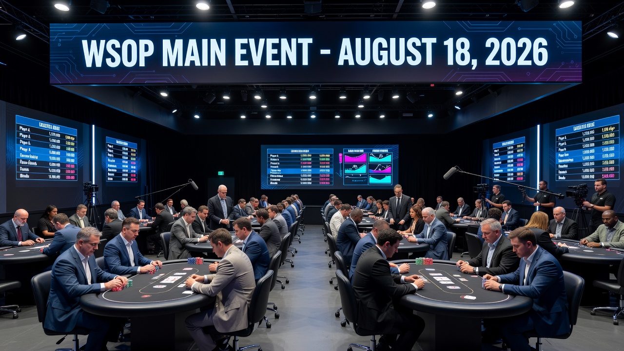 WSOP Circuit chips and cards on a poker table during tournament play