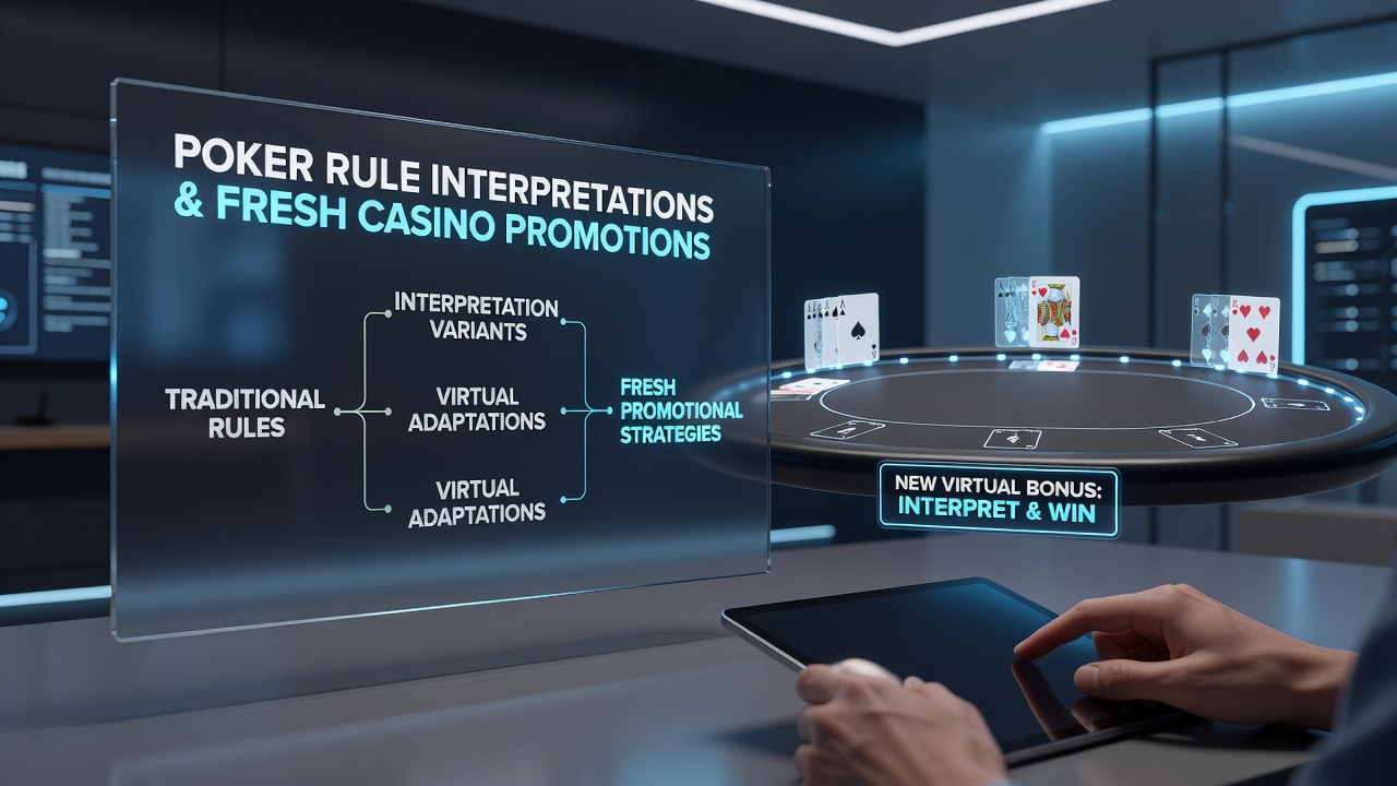 Digital poker promotion dashboard displaying rule interpretation bonuses and player statistics