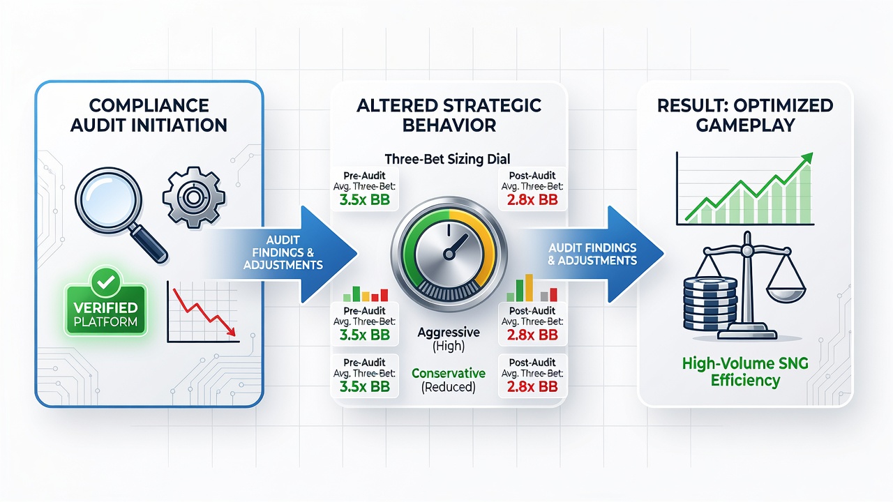 Players reviewing three-bet sizing adjustments during compliance audits on verified sit-and-go platforms
